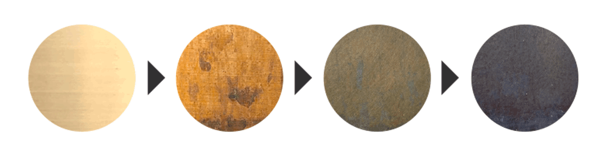 真鍮表札の経年変化過程